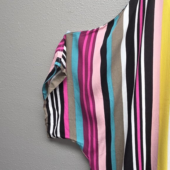 Express Shirt Womens Medium Multicolor Stripe Button Front Tie Front Dolman - Picture 4 of 6